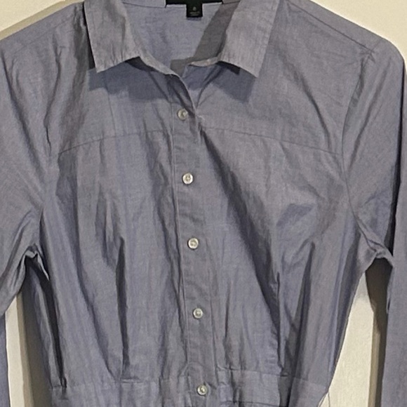 J. Crew Chambray Light Blue Shirt Dress Size 8 Long Sleeves with tie belt - Picture 4 of 8